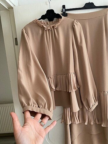 36 Beden camel Renk Etek takım