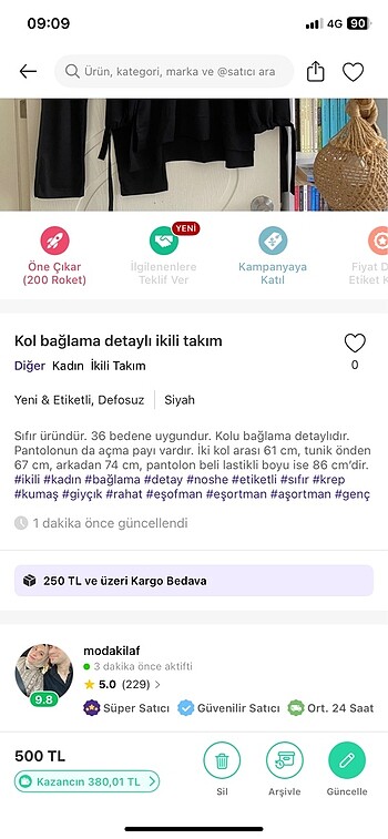Krep kumaş bağlama detaylı ikili takım - Görsel 6
