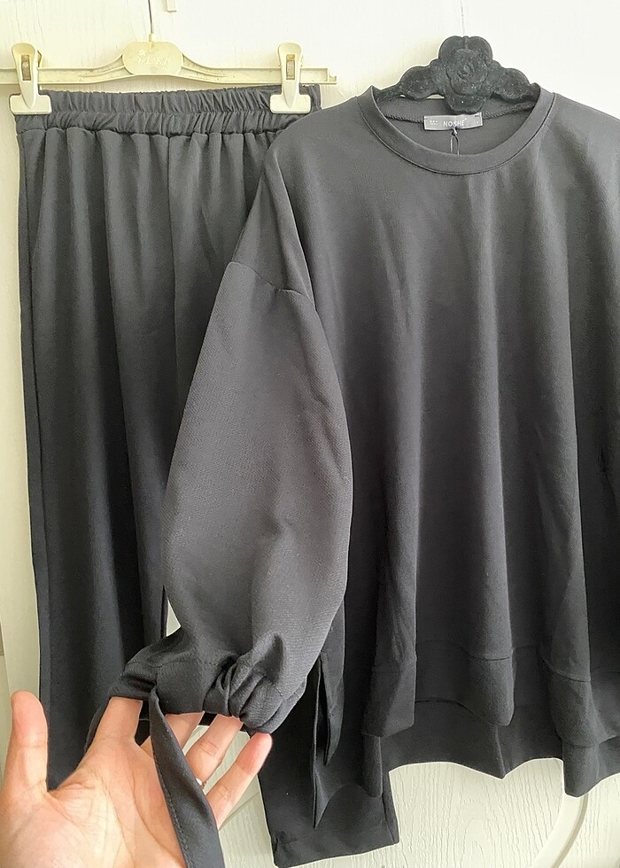 Krep kumaş bağlama detaylı ikili takım - Görsel 3