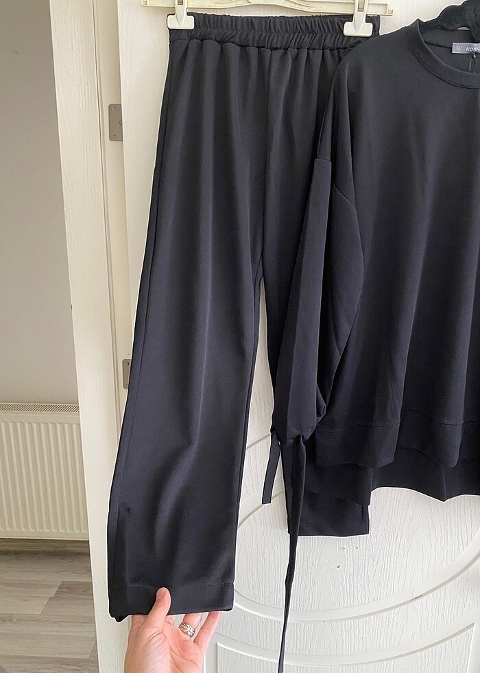 Krep kumaş bağlama detaylı ikili takım - Görsel 4