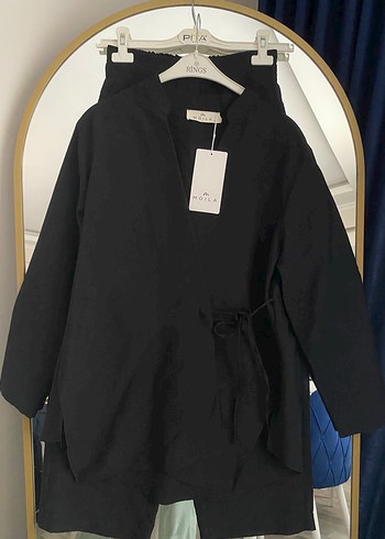 38 Beden Siyah Keten bağlamalı kimono takım