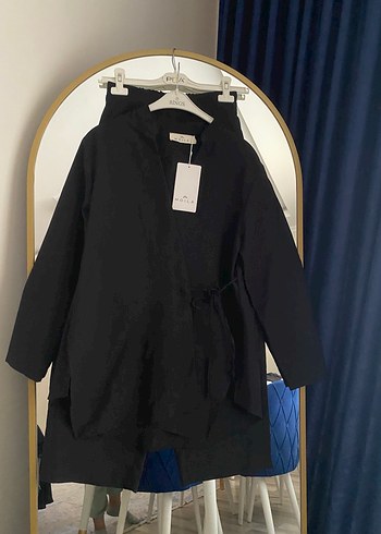 Siyah Keten bağlamalı kimono takım