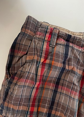 Kemerli Bol Kesim Ekoseli Erkek Şort - Görsel 2