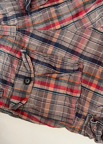 Kemerli Bol Kesim Ekoseli Erkek Şort - Görsel 12