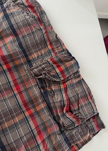 Kemerli Bol Kesim Ekoseli Erkek Şort - Görsel 6