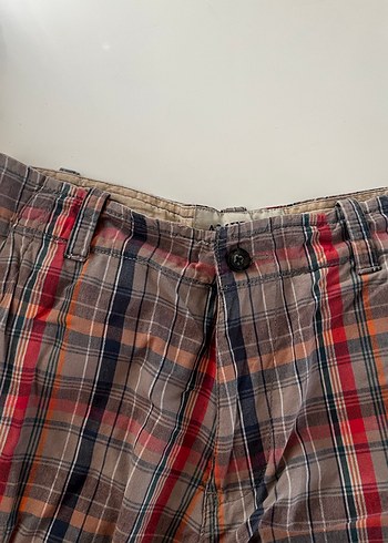 Kemerli Bol Kesim Ekoseli Erkek Şort - Görsel 8