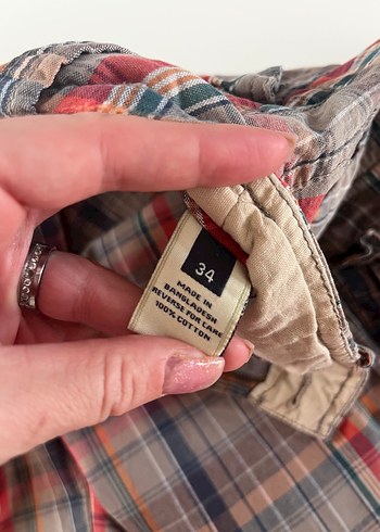 Kemerli Bol Kesim Ekoseli Erkek Şort - Görsel 3