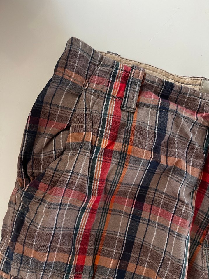 Kemerli Bol Kesim Ekoseli Erkek Şort - Görsel 2