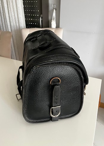 Siyah Deri Biker motor Çanta - Görsel 9