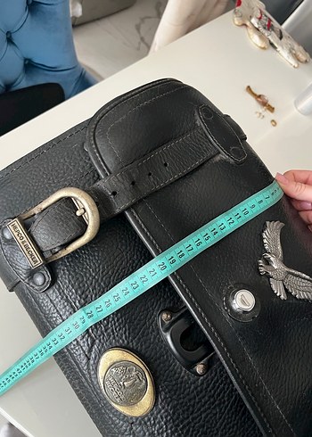 Siyah Deri Biker motor Çanta - Görsel 14