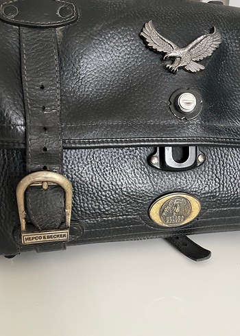 Siyah Deri Biker motor Çanta - Görsel 3