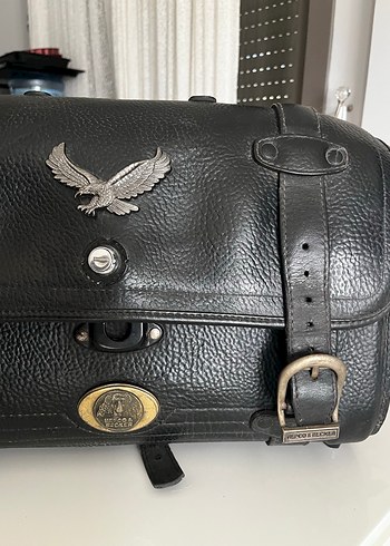 Siyah Deri Biker motor Çanta - Görsel 7