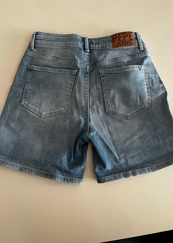 Gri Mavi Rahat Kesim Kadın Kot Şort - Görsel 6