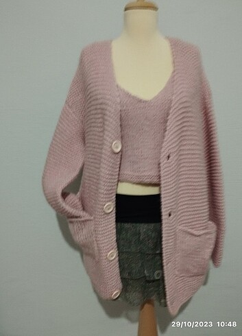 m Beden L, S, XS El Örgüsü takım, hırka, crop