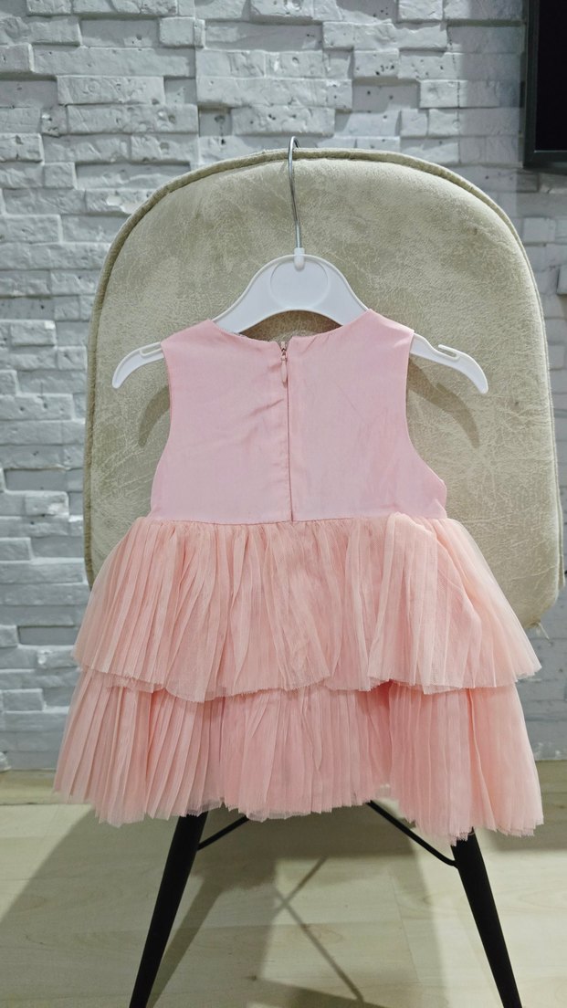 Pembe Kolsuz Klasik Kız Elbisesi - Görsel 2