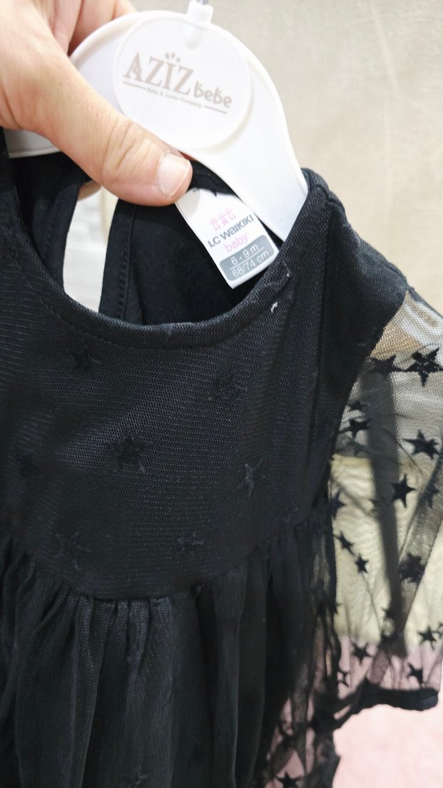 Kız Çocuk Siyah Gotik Nakışlı Elbise - Görsel 3