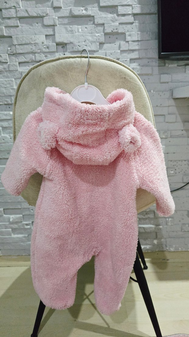 Pembe Örgü Bebek Tulum - Görsel 4