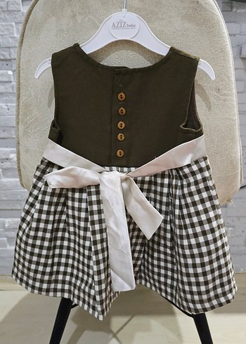 Kız Çocuk Ekose Desenli Kemerli Elbise - Görsel 2