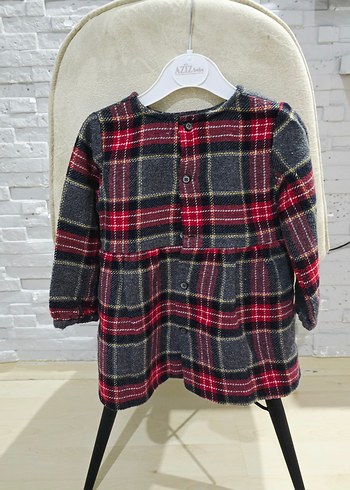 Uzun Kollu Kareli Kız Elbisesi - Görsel 2