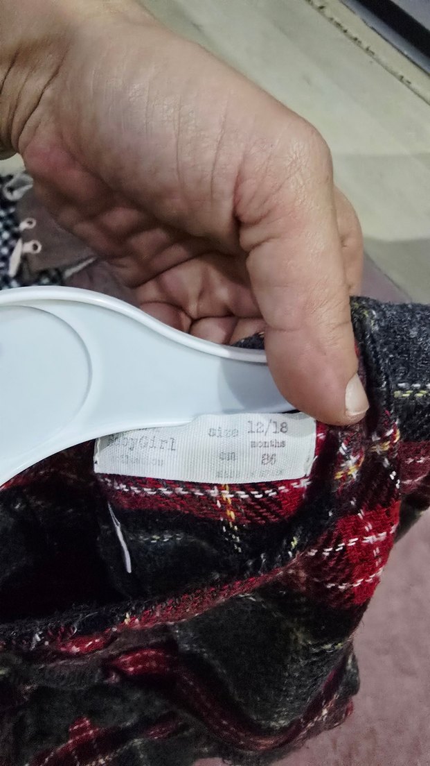 Uzun Kollu Kareli Kız Elbisesi - Görsel 3