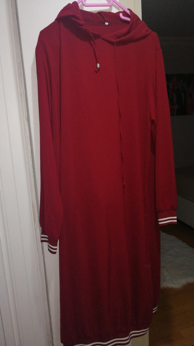 Bordo Kadın Uzun Spor Elbise - Görsel 2