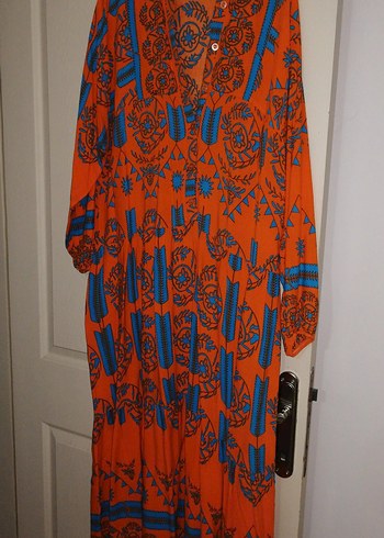 Desenli Uzun Bohem Elbise - Görsel 3