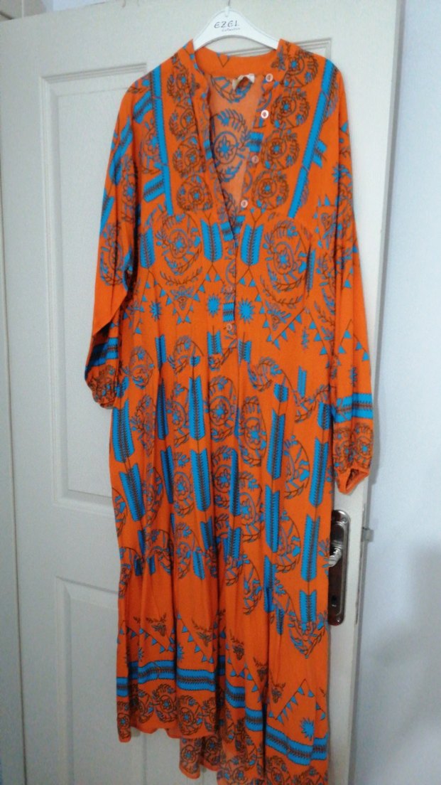 Desenli Uzun Bohem Elbise - Görsel 2