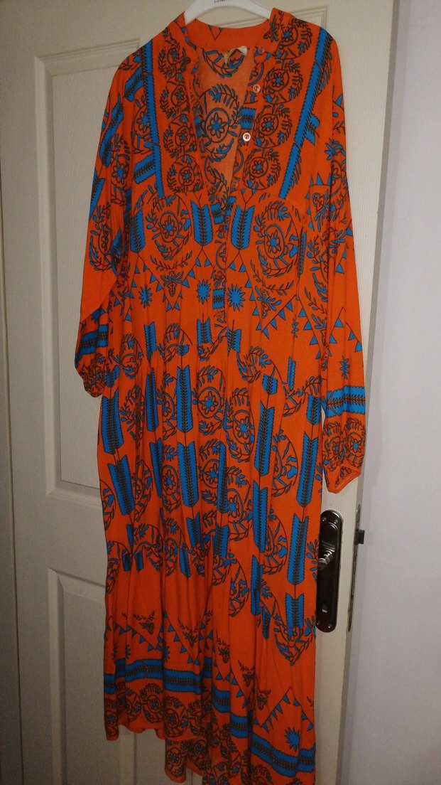 Desenli Uzun Bohem Elbise - Görsel 3