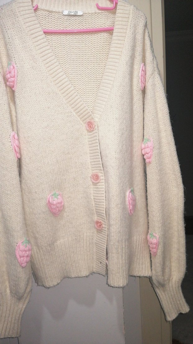 Nakışlı Beyaz Örgü Kadın Hırka - Görsel 4