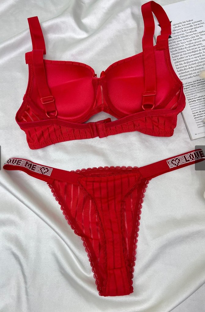 Kırmızı Bohem Atletik Sütyen ve Mini Külot - Görsel 2