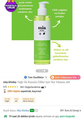 Mia Chica Mia Klinika Yağlı ve Kusurlu Ciltler İçin Yüz Yıkama Jeli 200ML