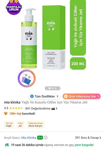 Mia Klinika Yağlı ve Kusurlu Ciltler İçin Yüz Yıkama Jeli 200ML