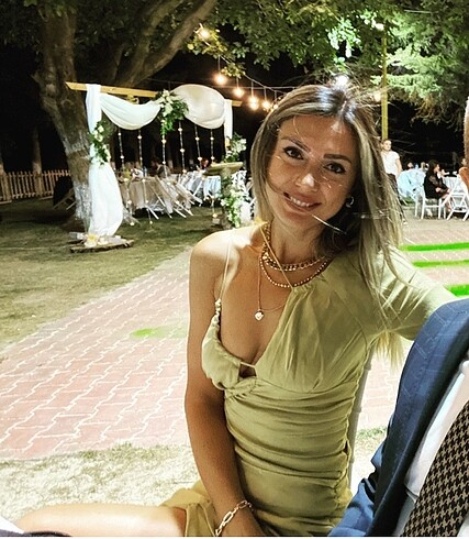xs Beden Zara yağ yeşili elbise