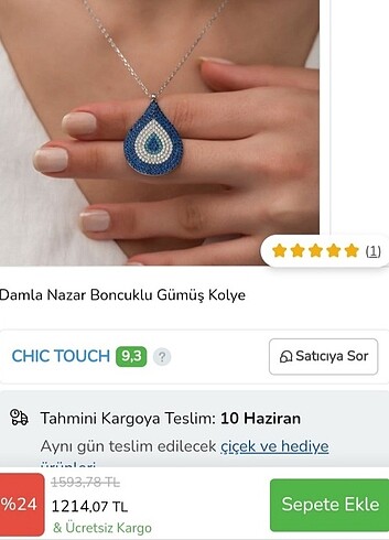 Beden Damla nazar boncuğu kolye