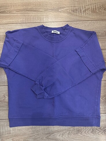 Kadın mor kol detaylı oversize sweat