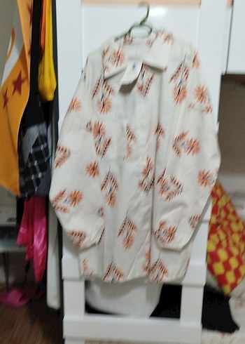 Düğmeli Baskılı Uzun Kollu Kadın Gömlek - Görsel 3