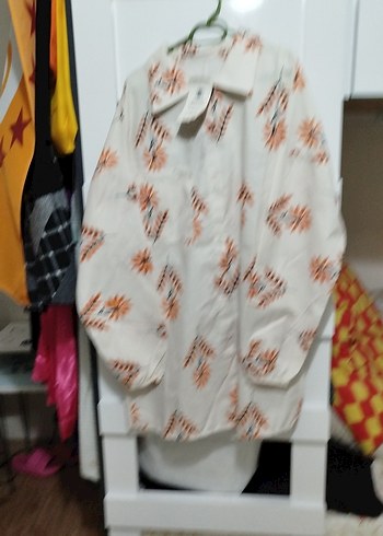 Düğmeli Baskılı Uzun Kollu Kadın Gömlek - Görsel 4