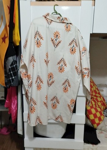 Düğmeli Baskılı Uzun Kollu Kadın Gömlek - Görsel 5