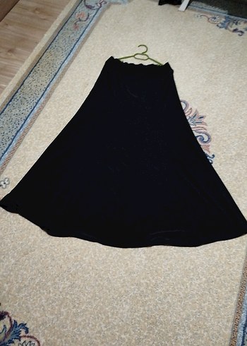 Kadın Siyah Uzun Salaş Drapeli Etek - Görsel 3