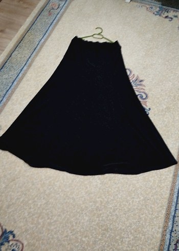 Kadın Siyah Uzun Salaş Drapeli Etek - Görsel 4