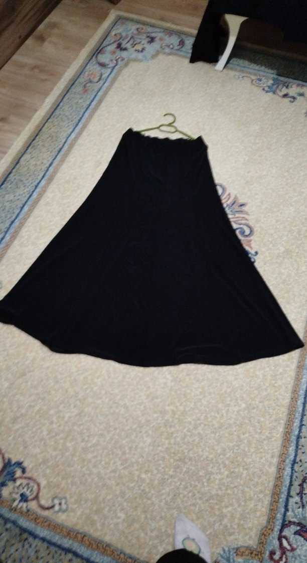 Kadın Siyah Uzun Salaş Drapeli Etek - Görsel 4