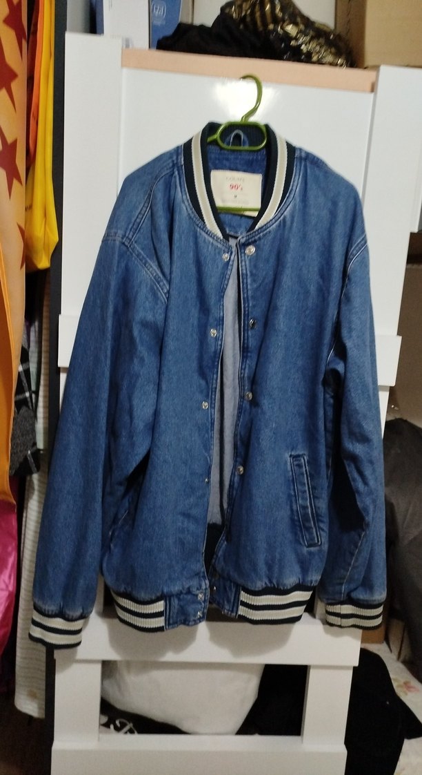 Düğmeli Mavi erkek Denim Ceket - Görsel 3