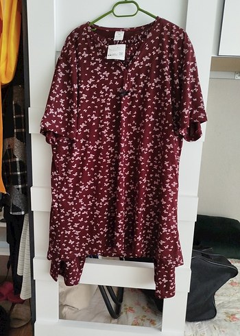 xxl Beden Bohem Bordo Desenli kadın kaprili pijama takımı