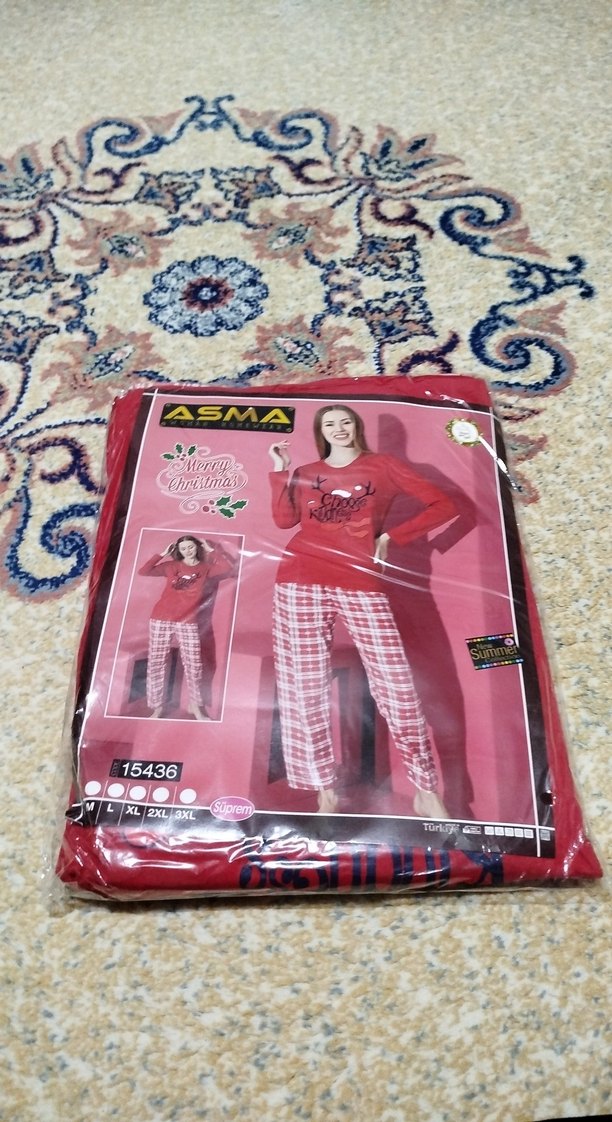 yılbaşı temalı kadın pijama takımı penye - Görsel 3