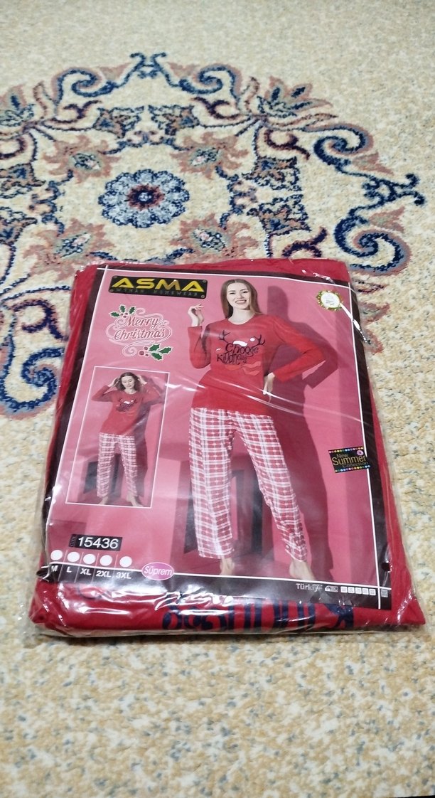 yılbaşı temalı kadın pijama takımı penye - Görsel 4