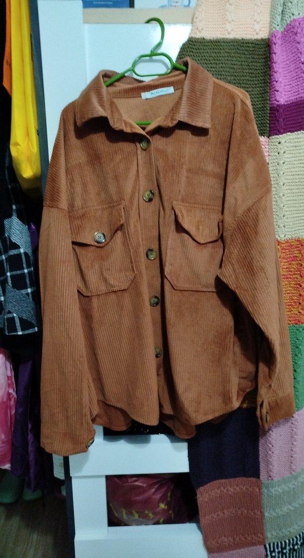 Düğmeli Kahverengi Süet Kadın Gömlek - Görsel 2