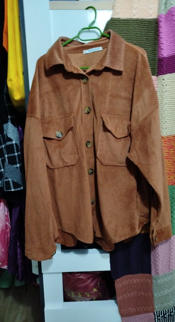 Düğmeli Kahverengi Süet Kadın Gömlek - Görsel 3