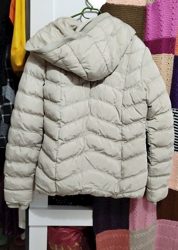 Bej Kadın Midi Mont, Fermuarlı, Yüksek Yaka - Görsel 3