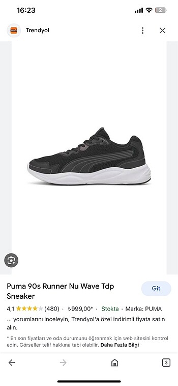 Puma spor normal fiyat 1800 tl ayakkabı yeni