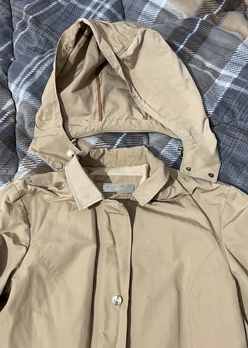 Bej Kapüşonlu Düğmeli Kadın Ceket - Görsel 7